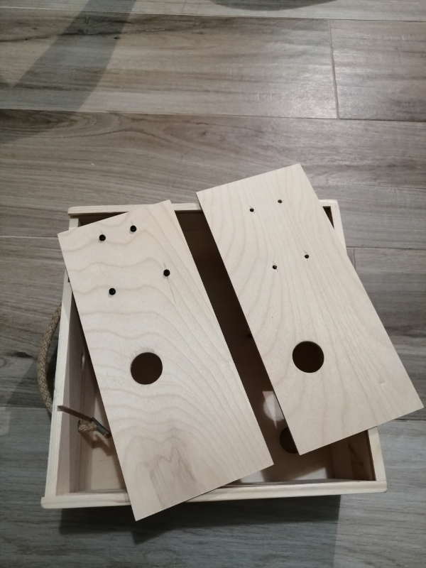Holes for the internal boards, on which to mount Arduino, the power bank and the holes for the passage of cables